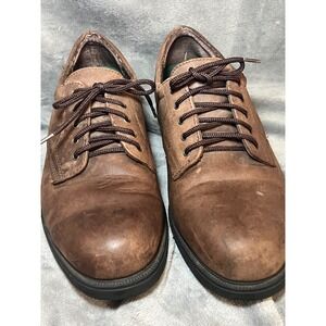 Vintage Bugle Boy Men's 11D Brown Leather Oxford Shoes 90s Retro Preppy Casual